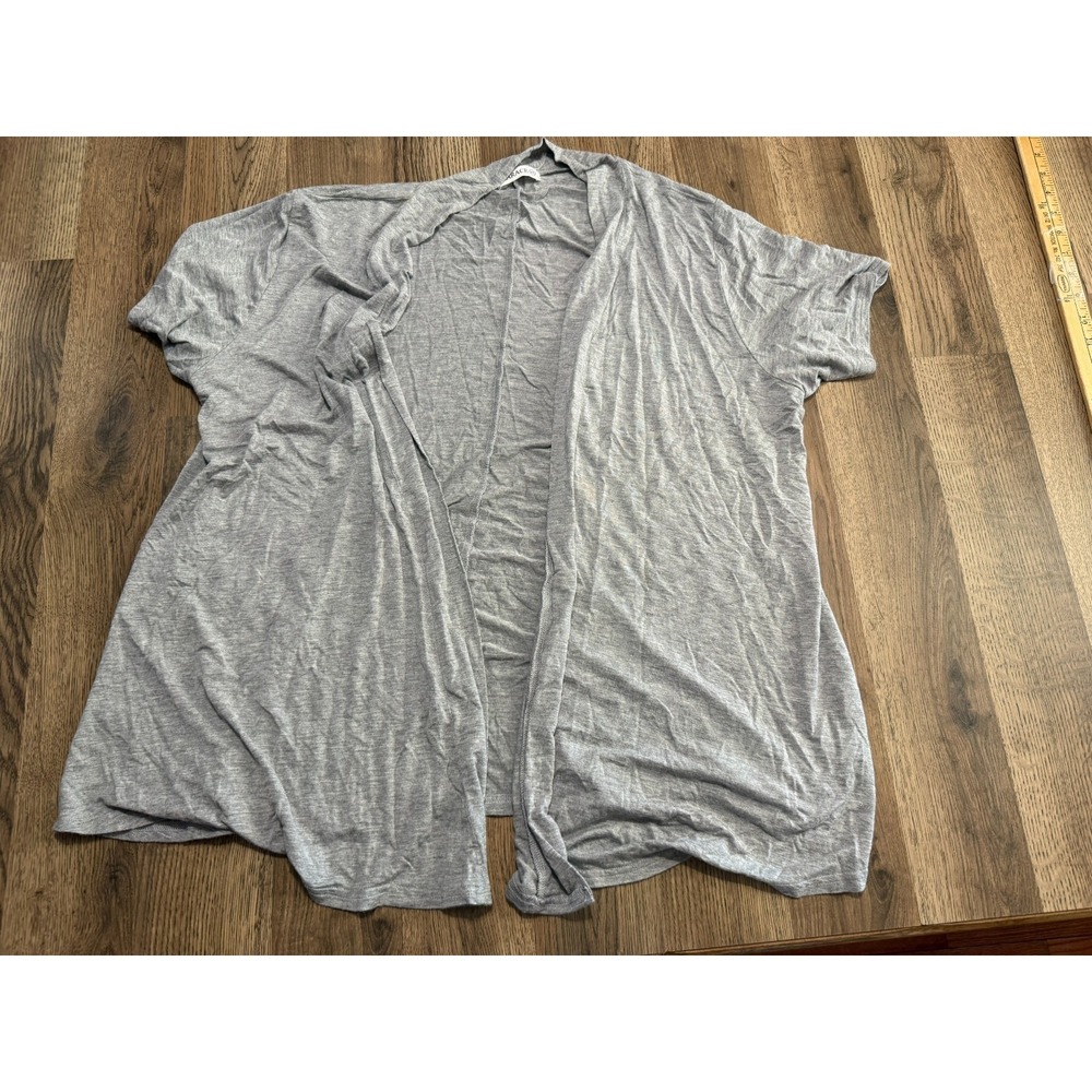 Larace Sweater Women's Size 1X Gray Short Sleeve Open Cardigan